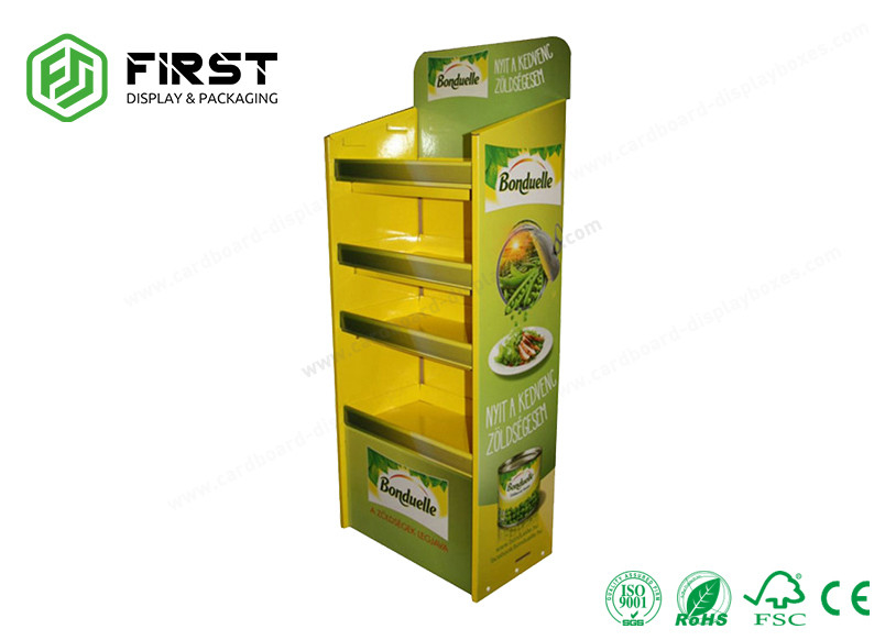 Full Color Printing Cardboard Floor Displays Customized Paper Floor Shelf Display