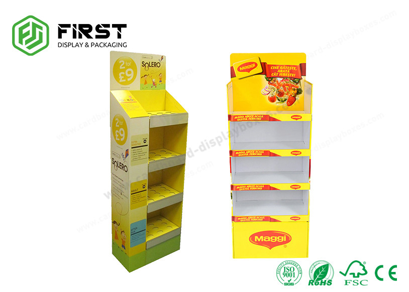 Full Color Printing Cardboard Floor Displays Customized Paper Floor Shelf Display