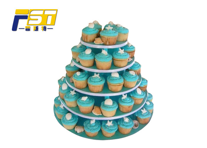 Glossy Cardboard Cake Display , Easy Assembling Cardboard Christmas Cake Stand
