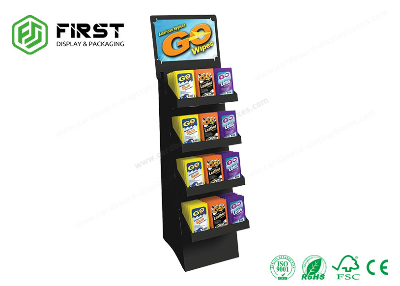 Custom Made Corrugated Floor Standing Cardboard Display Full Color Printing For Food
