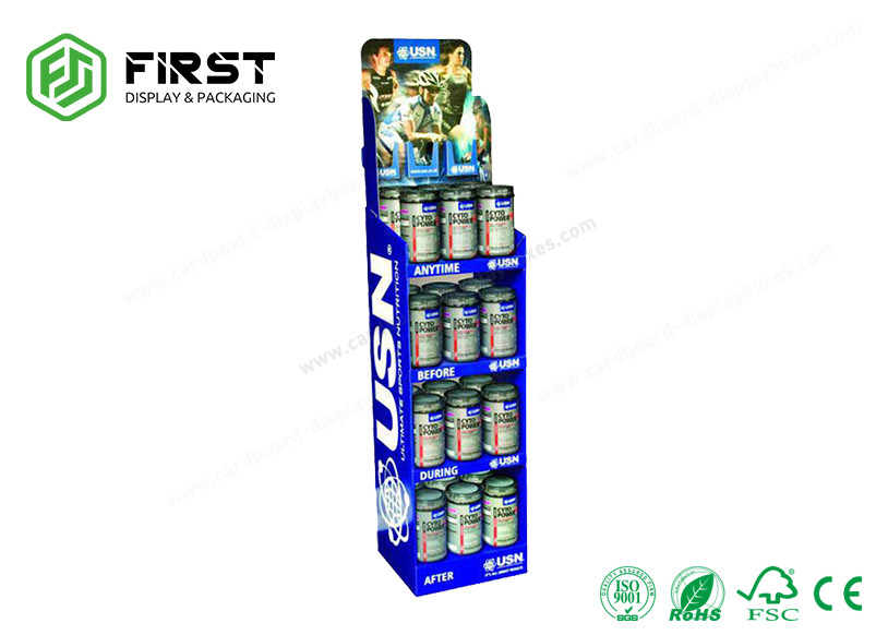 Custom Made Corrugated Floor Standing Cardboard Display Full Color Printing For Food